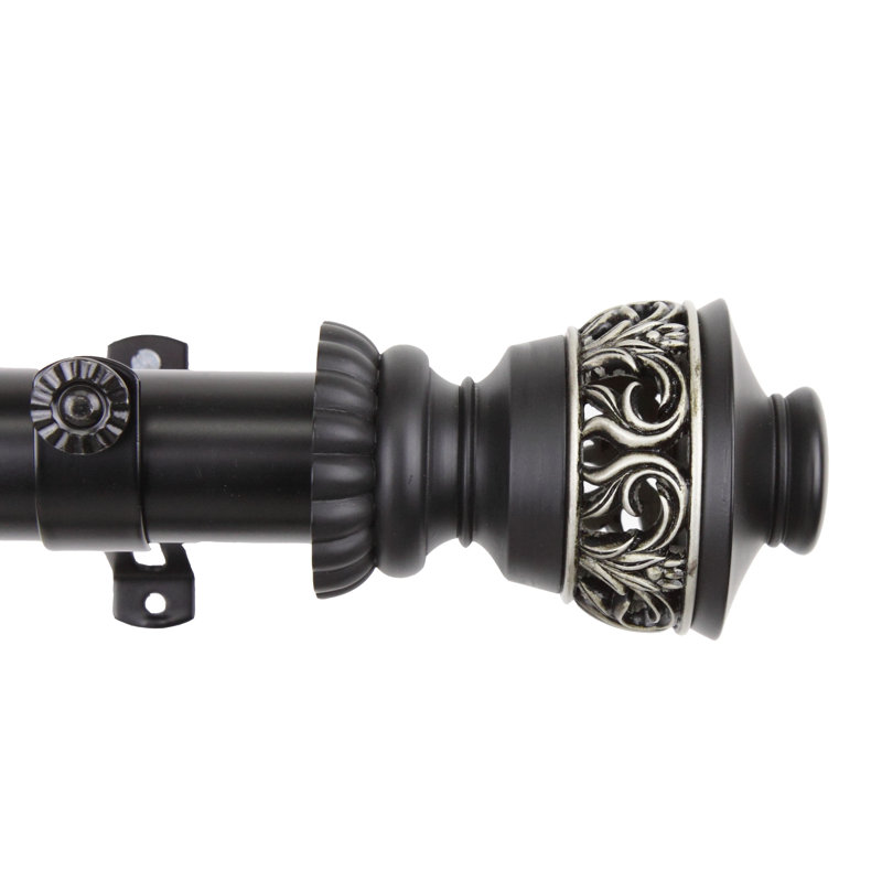 Lattice 1.5'' Single Curtain Rod, 156" W, Black