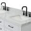 Meuble-lavabo double en bois massif Tidworth avec plateau en marbre de Carrare de 1,5 po-2031768059-2065025135