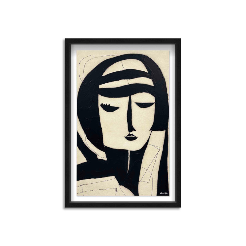 Oliver Gal Magritte or a Woman Portrait - Paint Framed Shadowbox Art, Black, 46.5" H x 31.5" W