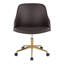 Chaise de bureau pivotante moderne, structure en métal doré, accents de bois de noyer, siège en similicuir brun-1507927172-1507927199