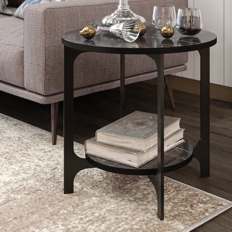 Gillham Round Side End Table, Black, Bendire