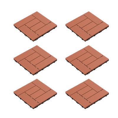 12" x 12" Plastic Interlocking Deck Tile in Brown