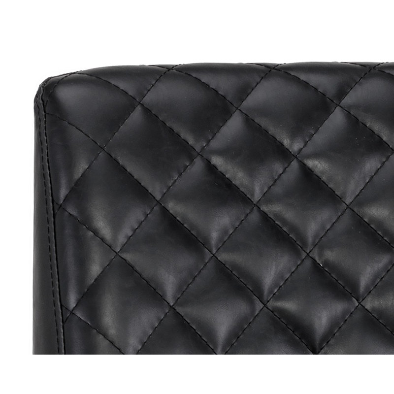 5West Upholstered Stool with Metal Frame, Black Faux Leather, Bar Stool (30" Seat Height)
