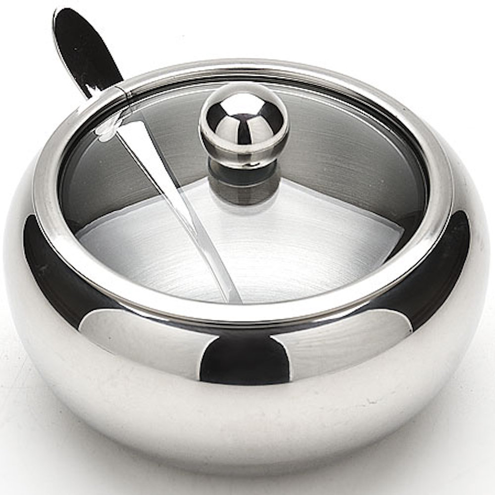 KooK Large Stainless Steel Sugar Bowl with Lid and