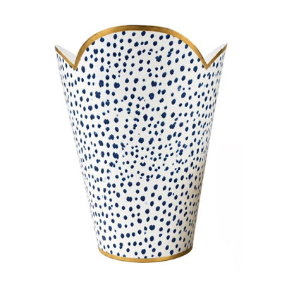 Navy Blue Polka Dot Wastepaper Basket