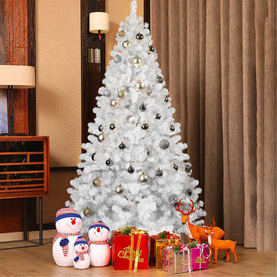 Arbre de Noël blanc de 6 pi avec fil mémoire, arbre en PVC artificiel à charnière à 760 pointes, arbre de Noël de Noël facile à assembler pour la décoration intérieure (ornements non inclus)