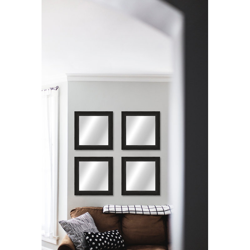 Metropolis Flat Beveled Wall Mirror, High Gloss Black