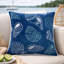 Housse de coussin Coastal Shell Design, velours indigo, carré 20 pouces