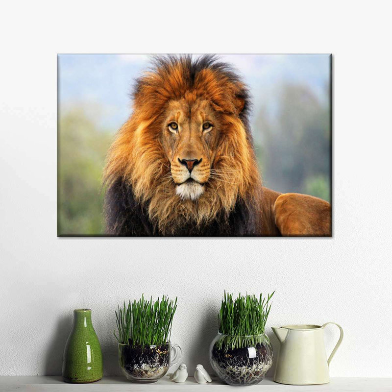 Proud Lion - reproduction sur toile tendue, H 32 po x l 48 po x P 1,25 po