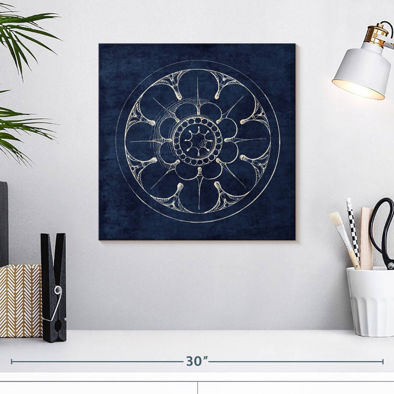 Lilie Rosette III indigo, H 16 po x l 16 po