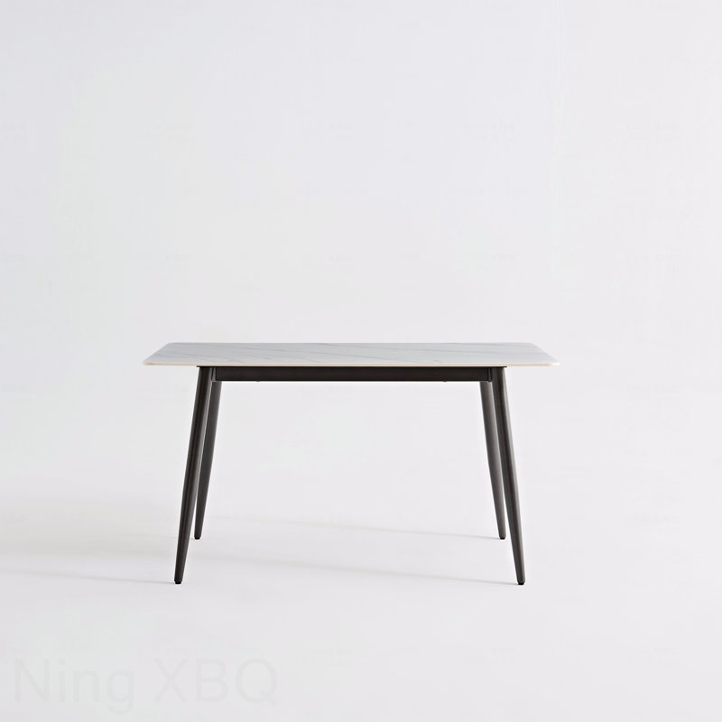 Large Rectangular Dining Table Strong Metal Base Modern Stone 1.6M