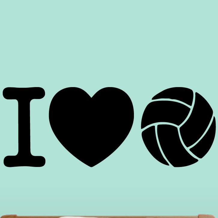 Décalcomanie murale i love volleyball, Noir