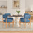 Modern Wooden Blended Linen Blue Dining Chair-202347696