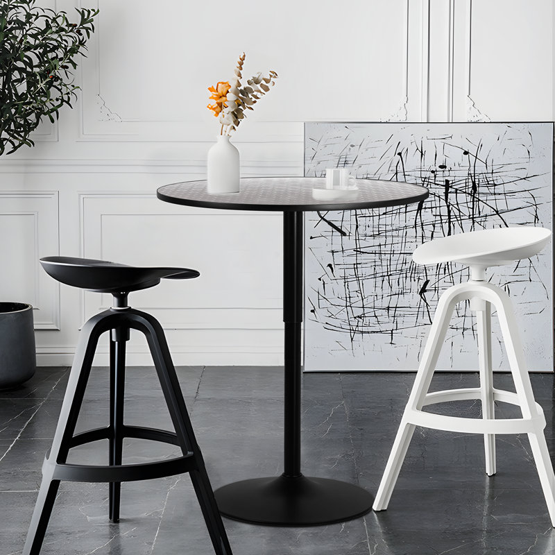 Table de bar ronde 36 po, table bistro réglable en hauteur, table basse moderne avec base piédestal, Argent