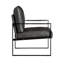 Fauteuil d'appoint de bureau confortable avec similicuir gris foncé et structure en métal noir moderne-1296619095