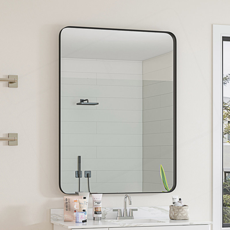 Miroir mural, miroir, cadre en métal, 40,03 po x 30,03 po, Rectangulaire
