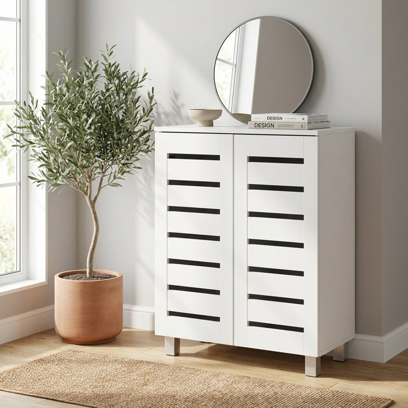 Euston 10 Pair Shoe Storage Cabinet, White