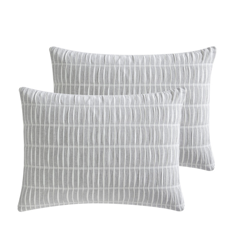 Gray King Cotton Comforter Set with Puckered Seersucker Design