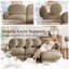 Ensemble de salon modulaire 6 pièces en chenille avec 2 poufs, 8 coussins ronds et pieds en bois massif, taupe chaud-133422358