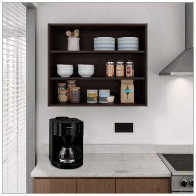 Ida Wall Shelf, 3 Shelves, Dark Walnut