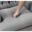 Chaise d'appoint en gris avec coussin de siège en mousse et bouton - Contreplaqué amovible pour le salon-1351684712