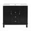 Meuble-lavabo de salle de bain avec lavabo supérieur, armoire à miroir, armoire de rangement moderne avec 2 portes à fermeture douce et 2 tiroirs, meuble-lavabo simple-112897602