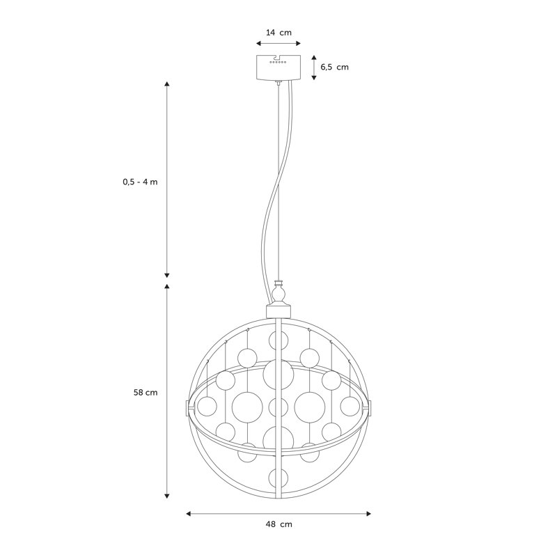 Paignt 1 - Light LED Sphere Pendant, Chrome