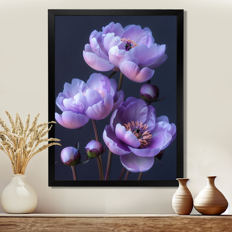 Ruhl - pivoines, salon d'art mural, H 12 po x l 20 po, Cadre noir