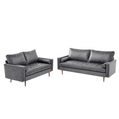Faux Leather Square Arm Living Room Set