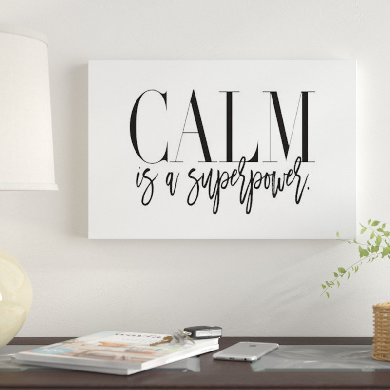 « calme », art textuel sur toile, H 12 po x l 18 po x P 1,5 po