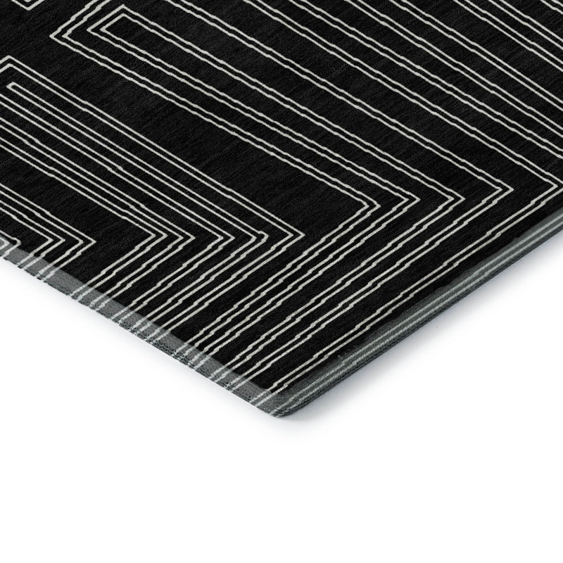 Tapis géométrique Premium lavable à la machine Harrietstown AMF1045, Rectangulaire 8 pi x 10 pi