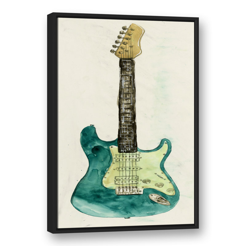 Guitare lumineuse sur toile, H 37,75 po x l 25,75 po x P 1,75 po, Cadre flottant noir