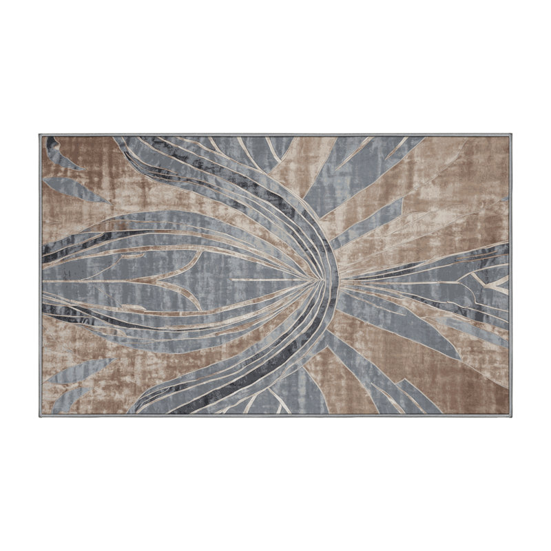 Machine Washable Gray Area Rug, Rectangle 4' x 6'