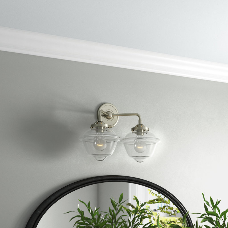 Éclairage pour salle de bain 2 lumières Baptiste, DEL, Transparent, Nickel satiné brossé