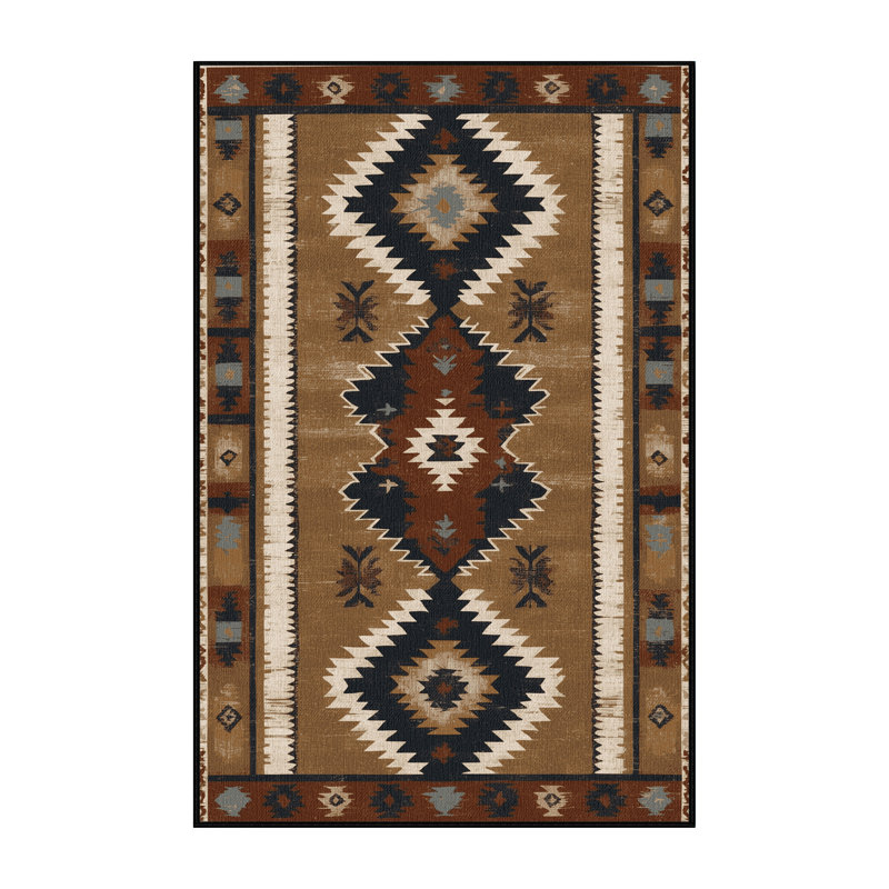 Washable Outlaw Theme Southwestern Area Rug, Runner 2' x 5'