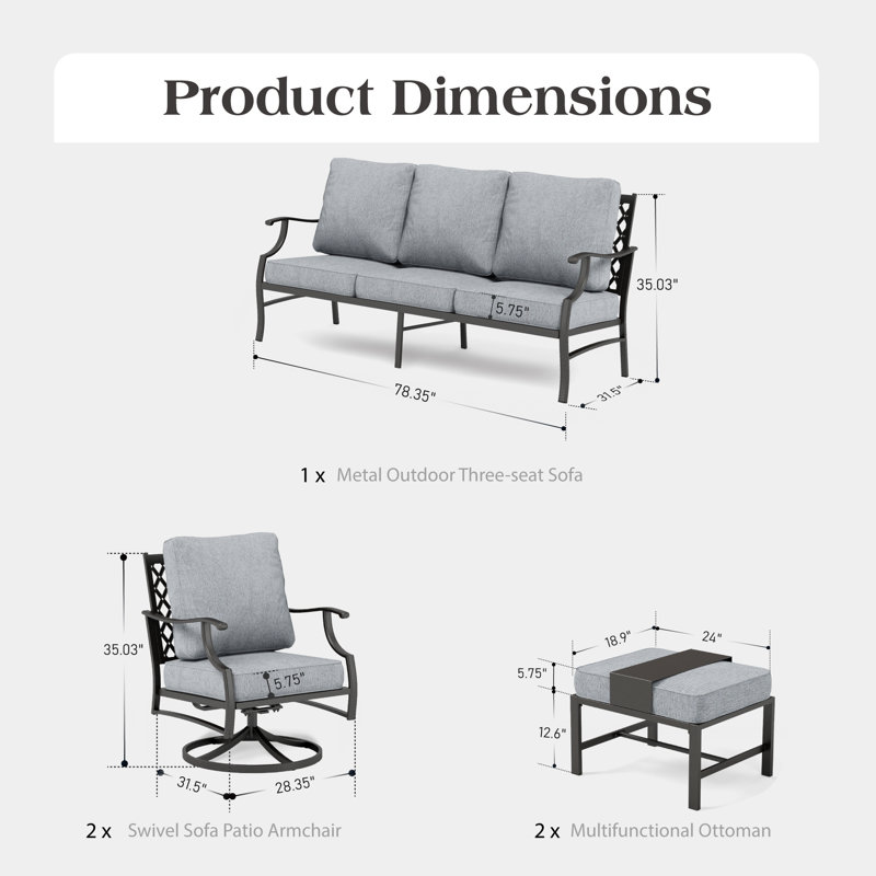 Asfand Outdoor Seating Group, Gray, No