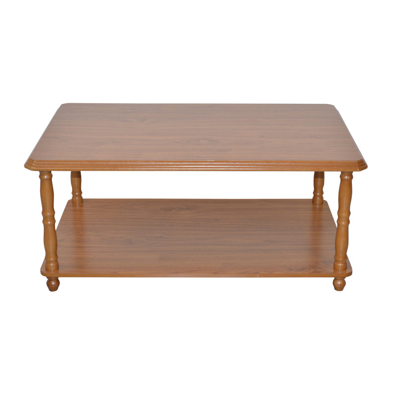 Schlosser Four Leg Coffee Table with Storage, Rustic Oak
