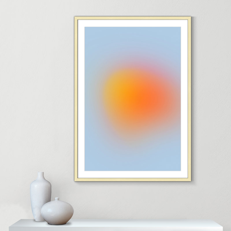 Imprimé néon orange brillant, Oui, H 41,5 po x l 29,5 po x P 1,25 po, Cadre photo doré simple