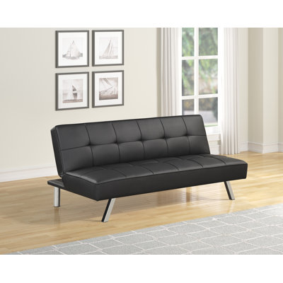 Doyline Twin 66.5" Wide Faux Leather Tight Back Convertible Sofa