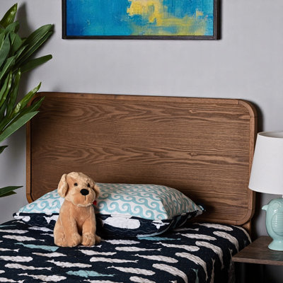 Sydney Rustic Oak Twin Size Headboard In Mid Century Modern Style, 49.8" H X 39.01" W X 1.36" D