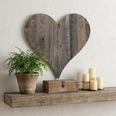 12" X 12" Red Wood Heart Hanging Dimensional Sculpture