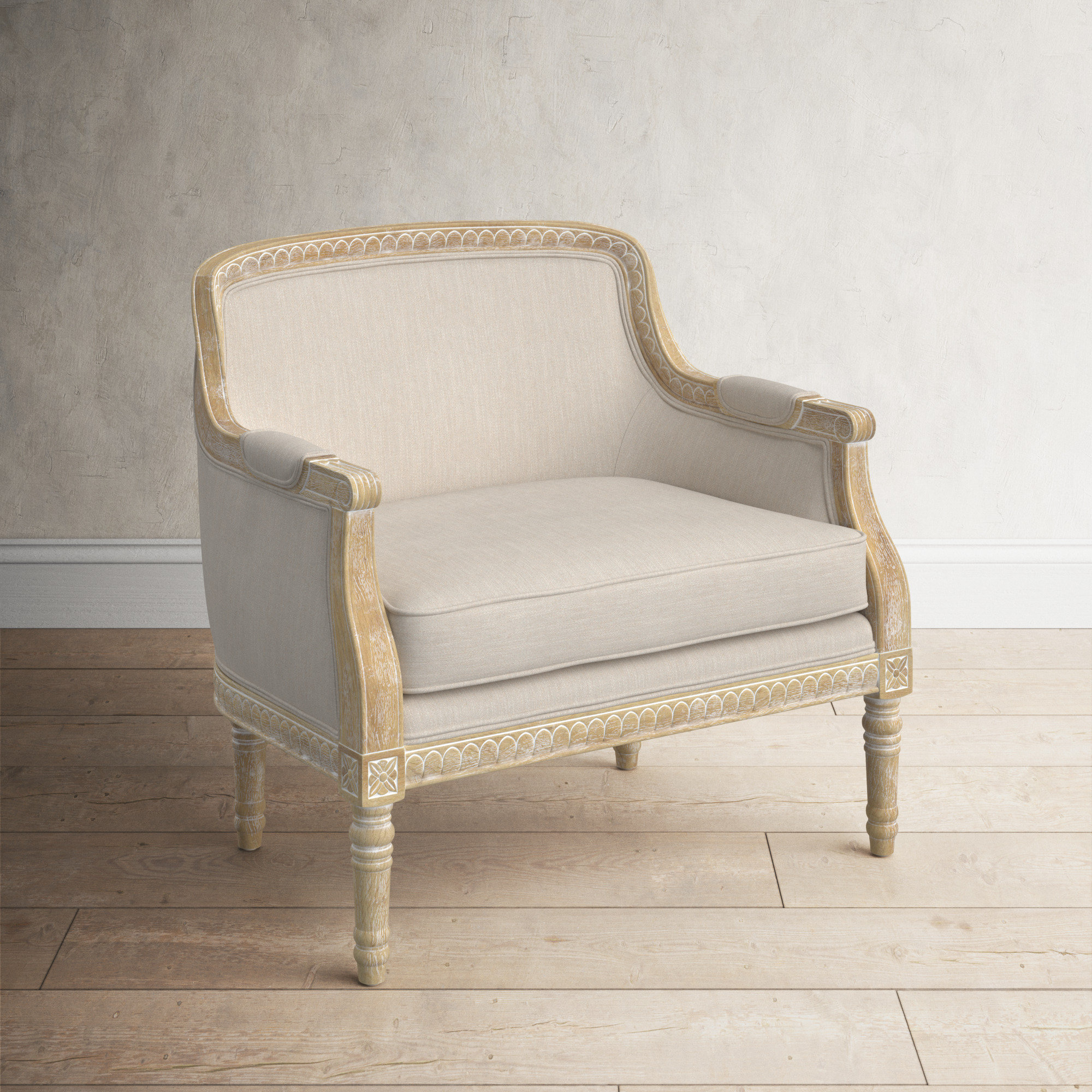 Charney Upholstered Club Chair, Beige 100% Polyester