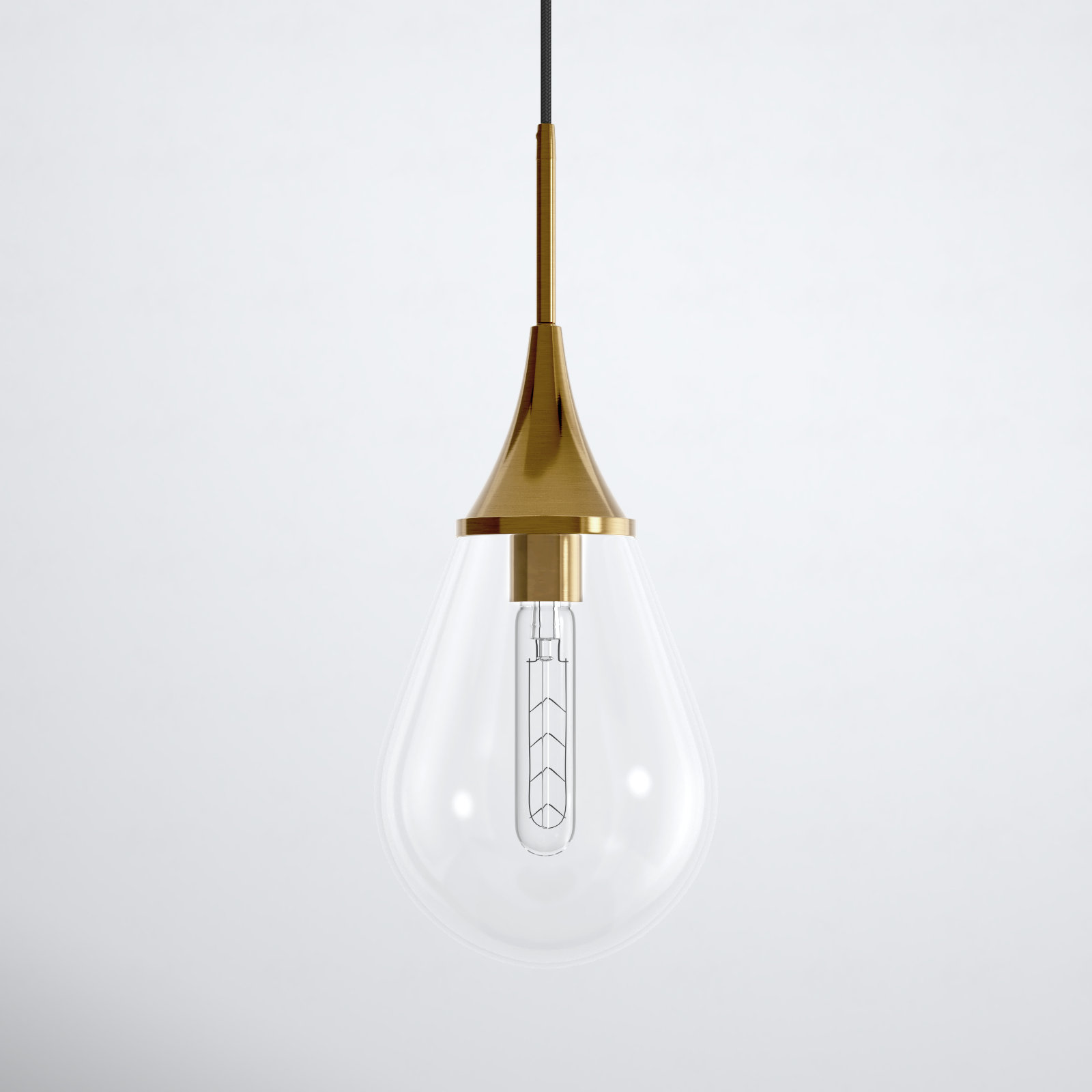 Hoye Single Light Glass Dimmable Pendant, Gold, Clear, 13.88"H x 8.63"W x 8.63"D