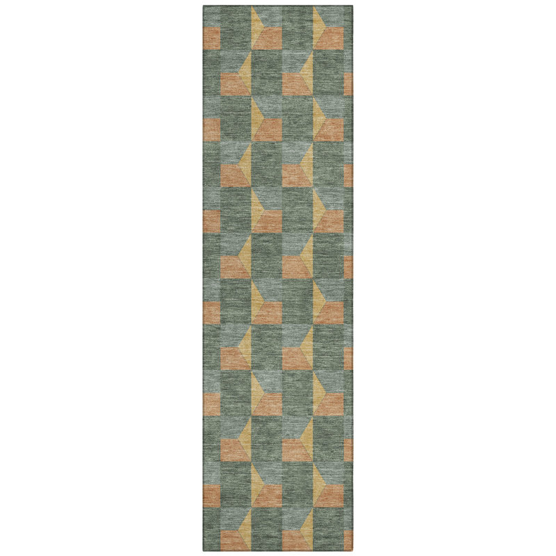 Machine Washable Indoor/Outdoor Chantille ACN2680 Geometric Rug, 2'3" x 7'6" Runner, Basil