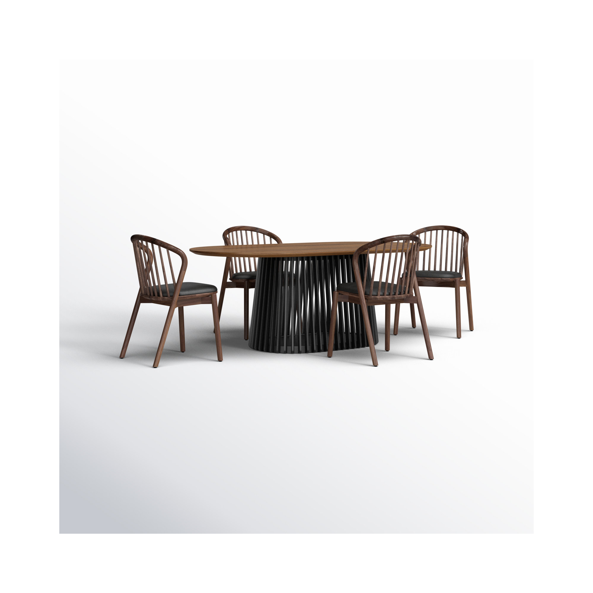 5 - Piece Extendable Dining Set, Walnut, Walnut
