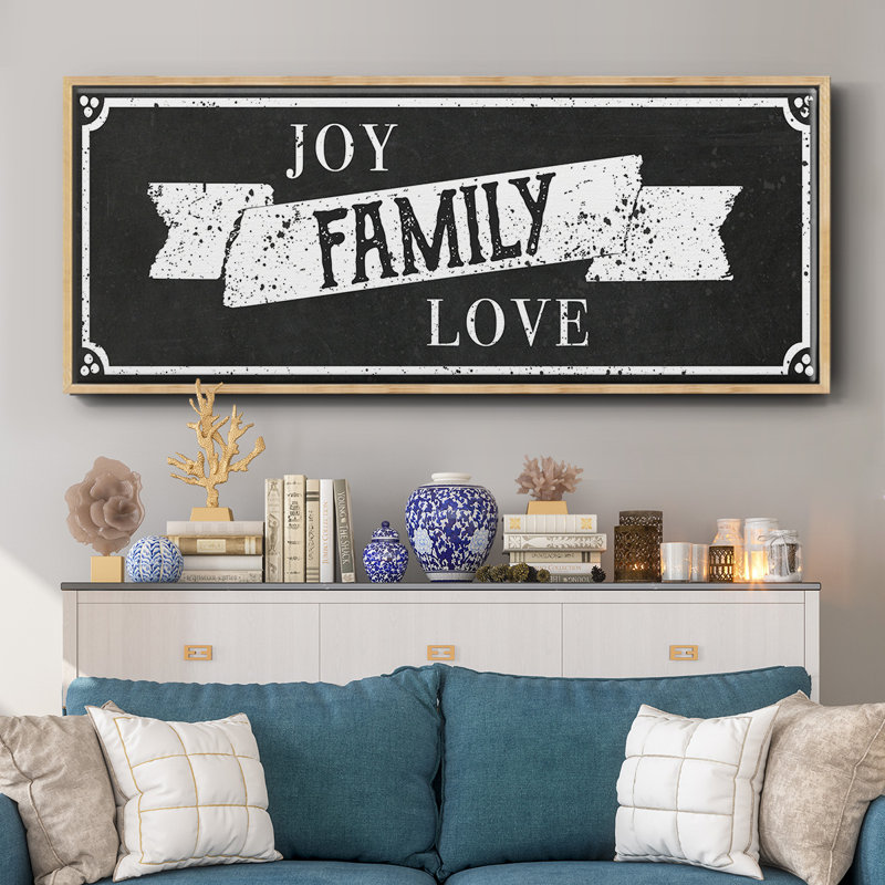 Joy Family Love - toile encadrée, H 20 po x l 50 po