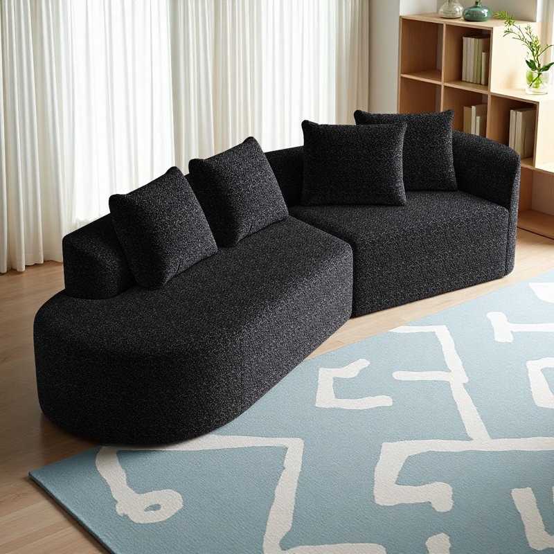 Canapé modulaire surdimensionné rembourré Modern, Orienté à droite, Noir