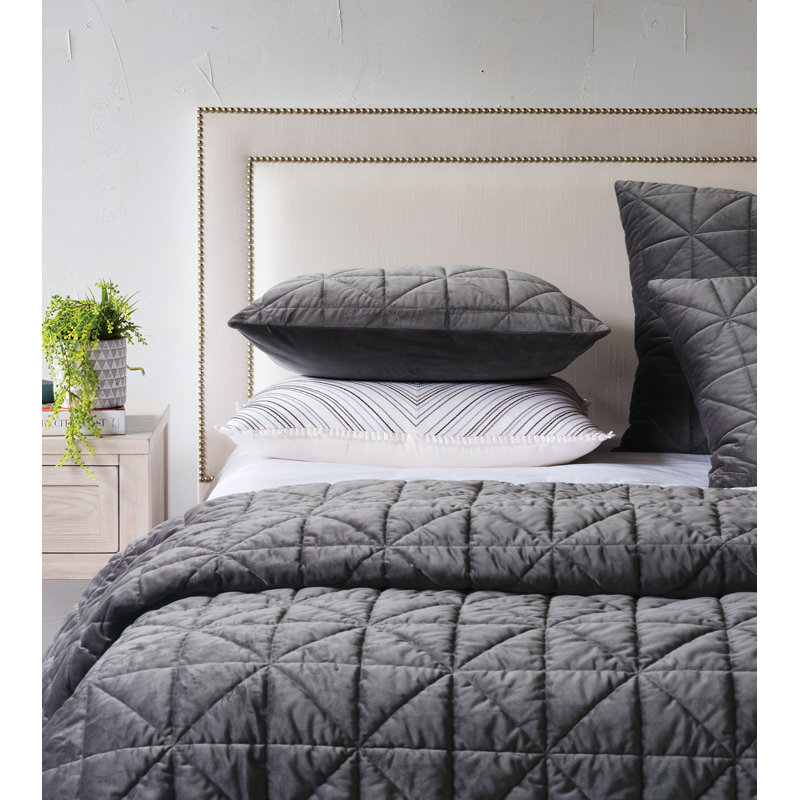 Nova Velvet Coverlet, King Coverlet, Slate