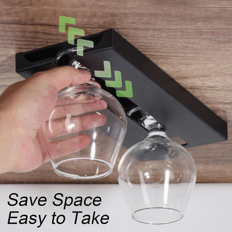 2 pièces Porte-verres à vin ack Porte-verres à pied en plastique sans perforation, Noir
