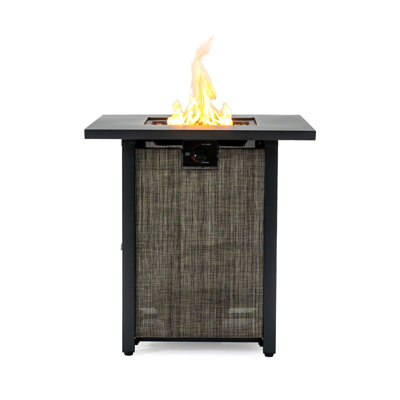 28" Propane Gas Fire Pit Table, 50000 BTU Square Steel Fire Pit  For Outside Patio Deck Garden Courtyard -Black